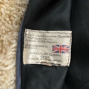 Vintage 60-70s Suede  Penny Lane Coat Lambswool Shearling Navy Blue Hippie Boho